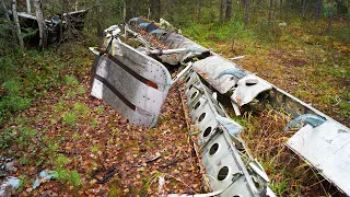 Осенний поход в лес с охотой. Авиакатастрофа времён СССР. Обломки самолёта в тайге. Медвежьи места