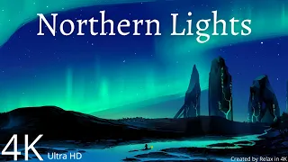 The Northern Lights in 4K Ultra HD.  Aurora Borealis in 4K. Relaxation