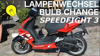 Peugeot Speedfight 3 Lampenwechsel / How to change the headlight lamp / beam light bulb lamp