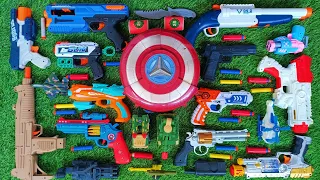 Collecting 7 Sniper Rifles And AK 47 Captain America Nerf Gun Glock Pistol Shotgun Revolver M16