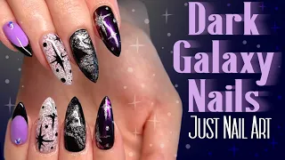 Just Nail Art | Dark Galaxy Nails | No Talking