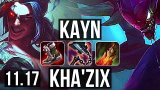 KAYN vs KHA'ZIX (JUNGLE) | Rank 2 Kayn, 11/1/7, Rank 9, Legendary | BR Challenger | v11.17