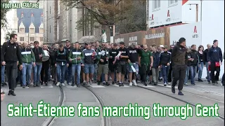 Saint-Étienne fans marching through Gent