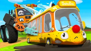 Monster Bus Checkup Song | Wheels on the Bus | Nursery Rhymes & Kids Songs | BabyBus - Cars World