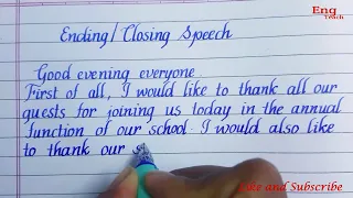 Ending speech in English | Closing speech in English | writing | English handwriting |Eng Teach