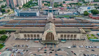 ЖД вокзал Киева и окрестности/Kyiv railway station and surroundings (4k, 60fps, Mavic Air2) 04.06.21