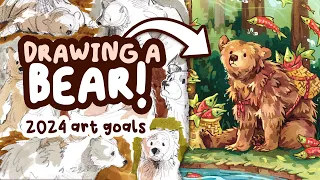 Drawing a BEAR! (and a fox) // My Art Goals for 2024