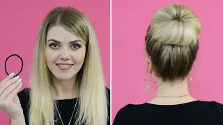 ОБЪЕМНЫЙ ПУЧОК ТОЛЬКО ИЗ 1 РЕЗИНКИ | КРАСИВЫЙ ПУЧОК ЗА 1 МИНУТУ | EASY MESSY BUN HAIR TUTORIAL