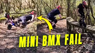 Rider Sends Mtb Jump on a Mini Bmx and Crashes Almost Face First