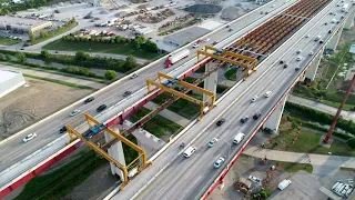Active Construction Work on Highway Bridge, Cleveland, Ohio