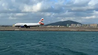 British Airways go-around, landing and take-off  Gibraltar