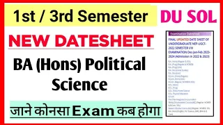 SOL BA Hons Political Science 1/3 Semester New Datesheet Explain exam 2023_New Datesheet 1/3 Sem