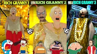 Horror Rich Granny 1 Vs Millionaire Granny 2 Vs Rich Granny 3 With Doraemon Nobita Gian & Friends