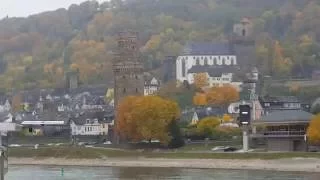 Scenery along Rhine with church bells