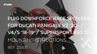 REF. 20431-PUIG DOWNFORCE RACE SPOILERS FOR DUCATI PANIGALE V2 '20-/V4/S '18-'19/SUPERSPORT 950 '21-