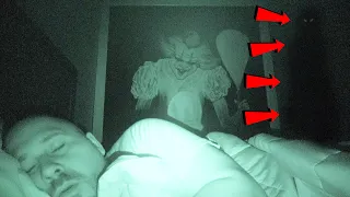 I Recorded Myself Sleeping At Haunted Clown Hotel In Pennywise Room - OmarGoshTV