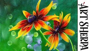 EASY Daisy floral Beginners Learn to paint Acrylic Tutorial Step by Step