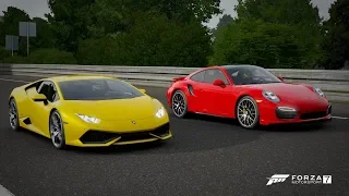 Forza 7 Drag race: Lamborghini Huracan LP610-4 vs Porsche 911 Turbo S