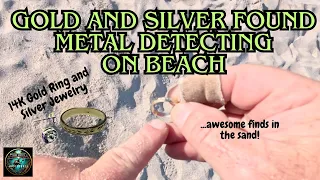 I found Gold and Silver Treasures while Metal Detecting at the Beach! | 14 K Gold / 925 Sterling