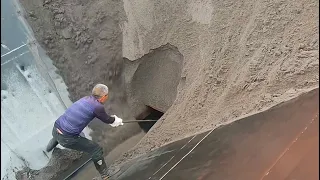 Barge unloads 3600 tons of sand - relaxing video