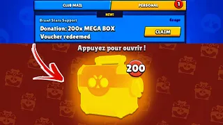 le 2ÈME au MONDE à AVOIR EU les 200 MEGA BOITES du CODE EN OR ! (brawl stars pack opening)