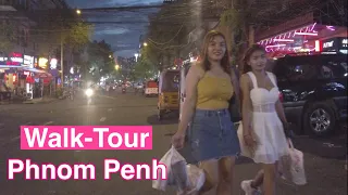 Red light street scene | Walk tour around | PHNOM PENH 2022