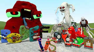 ZOMBIE ALPHABET LORE FAMILY (A-F) VS CURSED PERCY TOBY DONALD JAMES THE TRAIN BATTLE in Garry's Mod