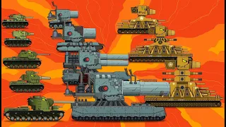 EVOLUTION KARL-44 vs GUSTAV vs KV-1 vs KV-2 KV-3 KV-4 KV-5 - Cartoons about tanks