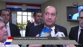 Presidente de la Cámara de Senadores. Informa sobre el proceso de invitación a los senadores electos