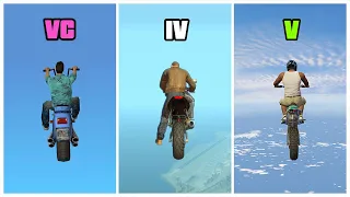 FALLING OFF from the HIGHEST POINT by MOTORCYCLE In GTA GAMES (2002-2023)