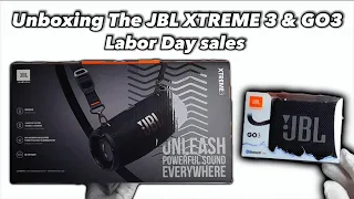 "🔊 JBL Xtreme 3 & JBL GO3 Unboxing | Labor Day Sales 2023 | Best Portable Speakers!"