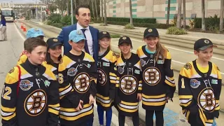 Marchand makes friends with Maine kids