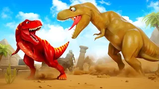 Super Red Trex vs Sand Trex: Epic Dinosaur Battle at Jurassic Land! Dino Fight Compilation 2024