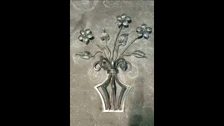 кованые цветы,листики,с вазой, художественная ковка металла,кованые изделия,кондуктор,кузня