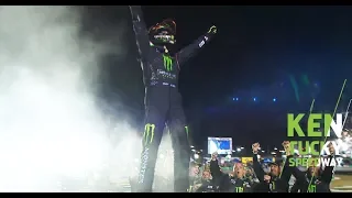 Kurt Busch celebrates beating brother with burnout, stage dive