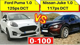 Nissan Juke 1.0 DCT 117ps VS Ford Puma 1.0 DCT 125ps 0-100km/h Acceleration Test | PeriTroxon.gr