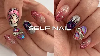 Self Nail | sailor moon dark lady character art nails 🌙✨