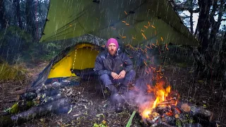 Heavy Rain and Hail Storm Camping