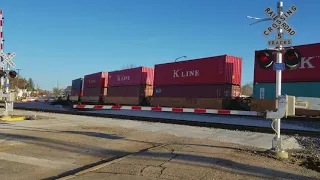 Ns local headed into Elkhart yard as a eastbound UP intermodal heads for Toledo