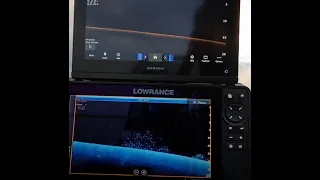 Garmin GPSMAP 923xsv & Lowrance HDSLive 9 SI and Downimage side by side.