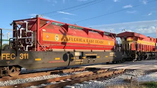 Train Roars Thru RR Crossing & This Happens! Florida East Coast Railway & Brightline In Vero Florida