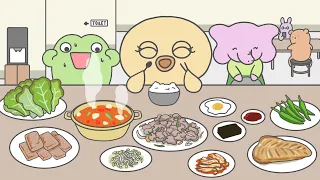 한식 집밥 먹방 애니 먹방/ korean homemade food Mukbang / ASMR Mukbang / Animation Mukbang / dalhana / 달하나