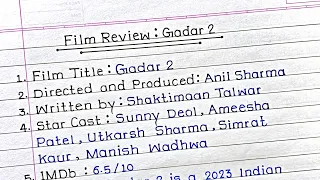 Film Review Gadar 2|| Film Review Writing On Gadar 2 movie in English|| #filmreview#gadar2#english