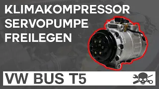 VW T5 Multivan 2.5TDI R5 Freilegen der Servopumpe & des Klimakompressors