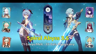 C1 Ganyu Melt & C6 Eula Hypercarry | Sprial Abyss 3.5 - 9 Stars | Genshin Impact
