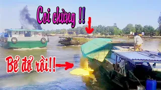 Ghe trấu vượt cống Rạch Bàng | Cống 7 cửa Trà Vinh