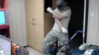 masked soldier techno dance in iraq