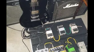 Big Muff Super Sustain Blues Boss DD7 stereo w/ DSD-2 Reverb at Peavey Bandit 112 and Marshall MB60