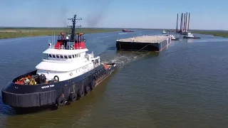 Crowley's Ocean Sun Tug Tows Barge 455-9 out of Louisiana