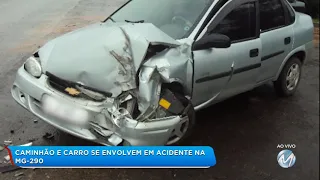 Caminhão e carro se envolvem em acidente em Ouro Fino